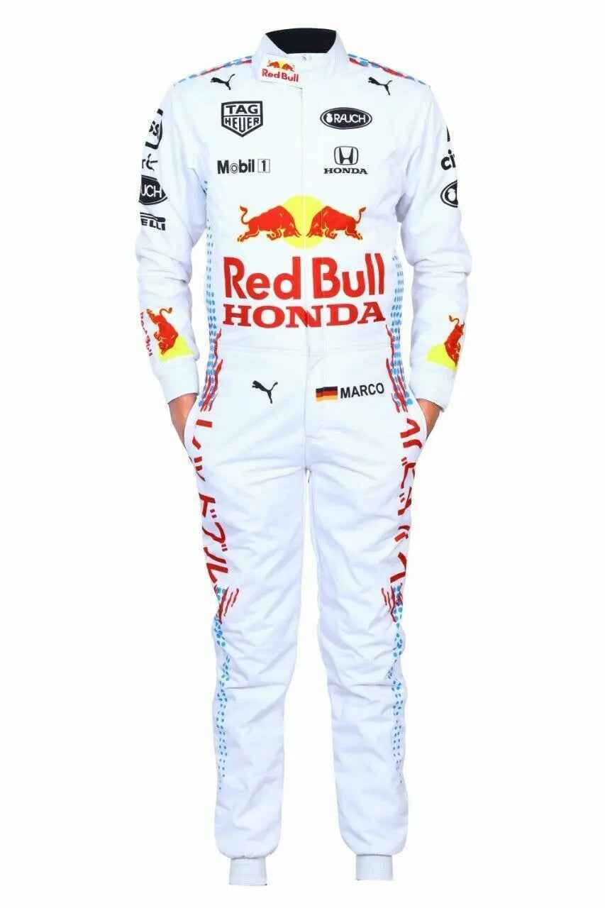 Go Kart Red Bull White Racing Suit