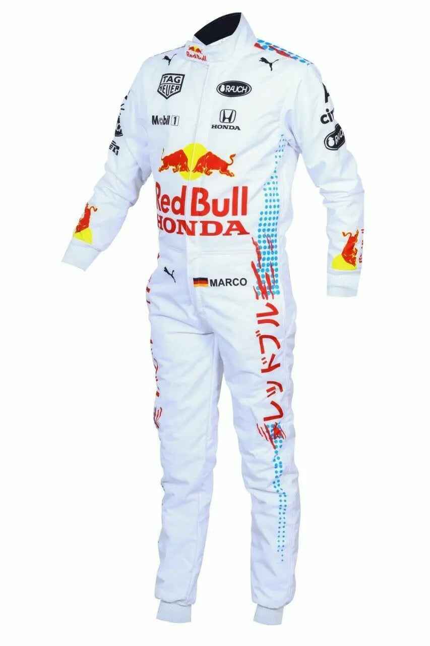 Go Kart Red Bull White Racing Suit