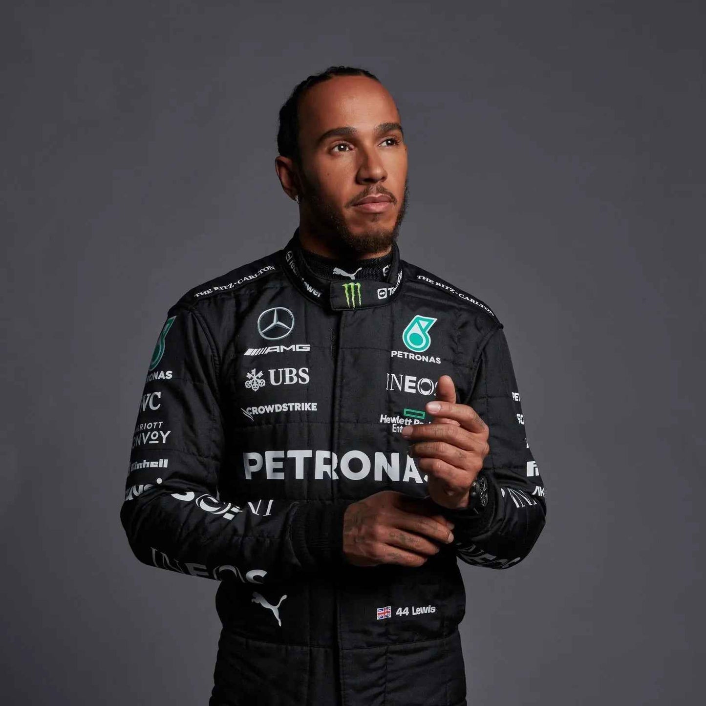 New 2023 Lewis Hamilton Mercedes-AMG Petronas F1 Team Replica Race Suit